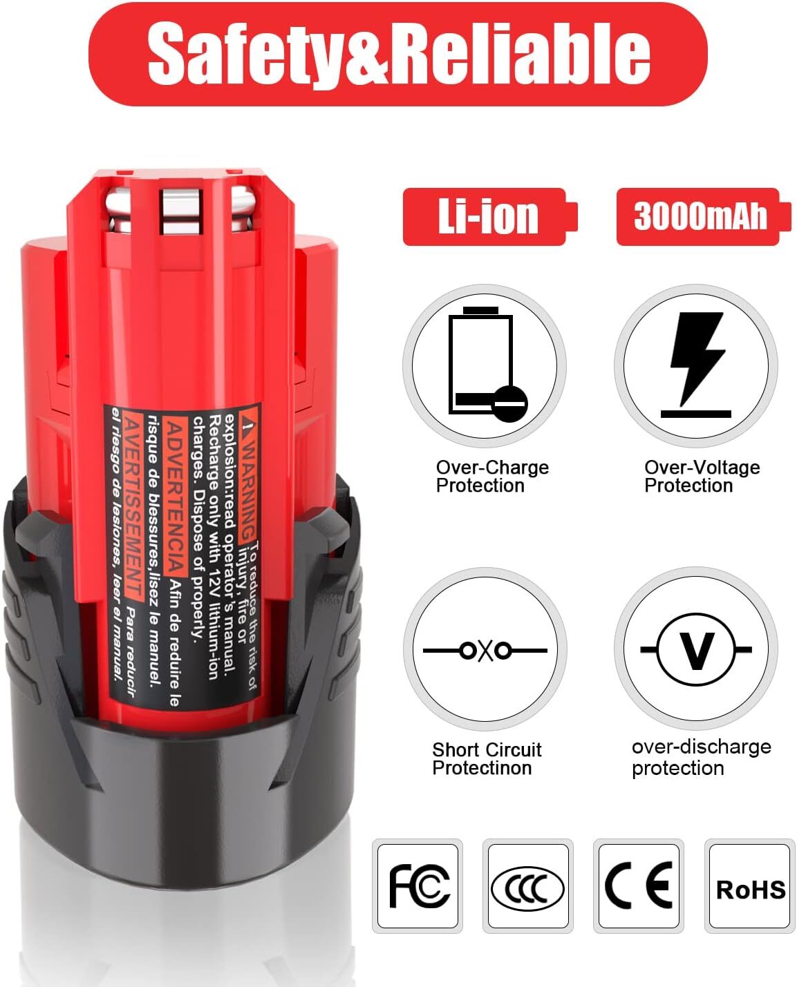 4 Pack for Milwaukee M12 12Volt Li-ion 3.0Ah 48-11-2420 48-11-2401 Battery NEW