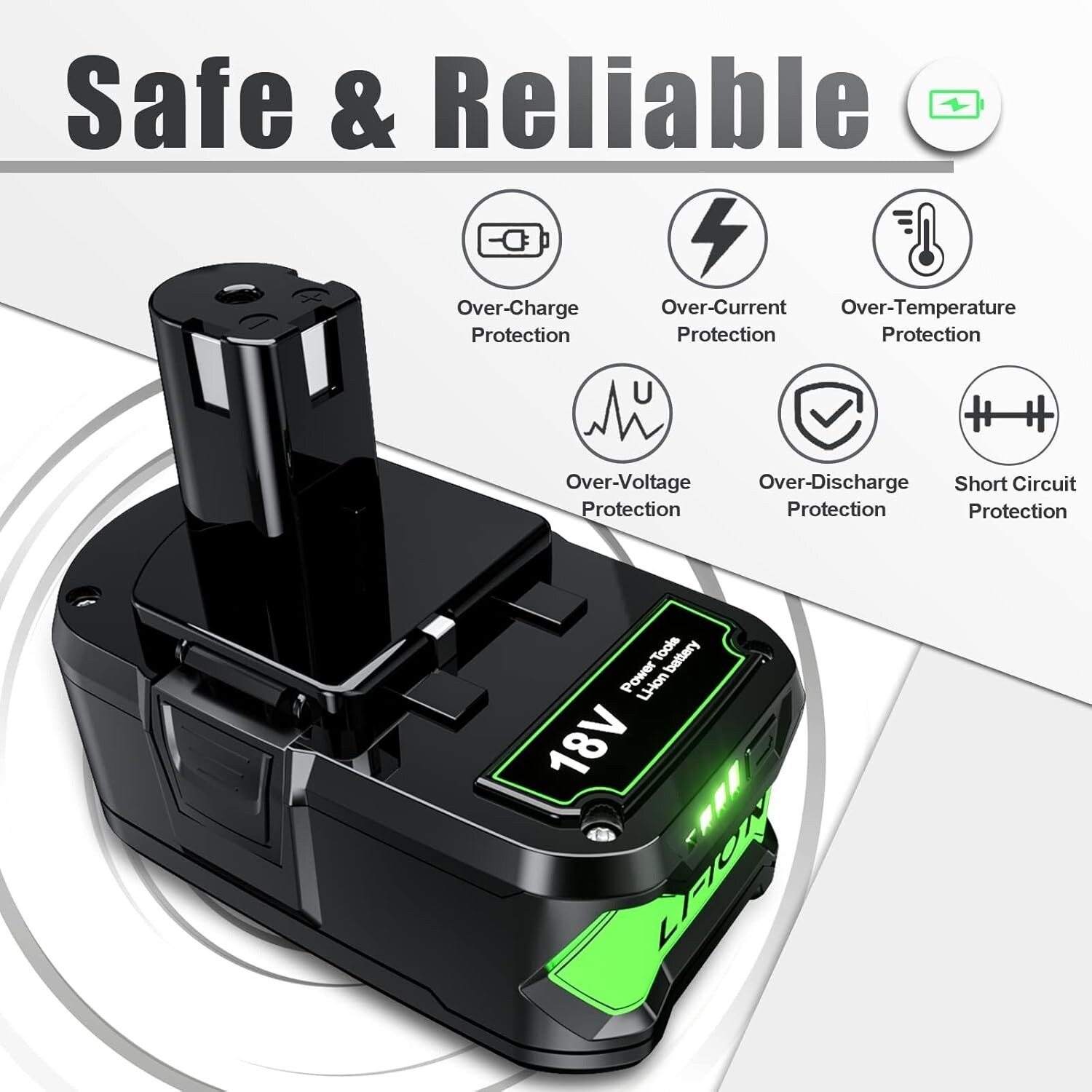 2PACK 8Ah For RYOBI P108 18V 8000mAh High Capacity Battery 18Volt Lithium-Ion