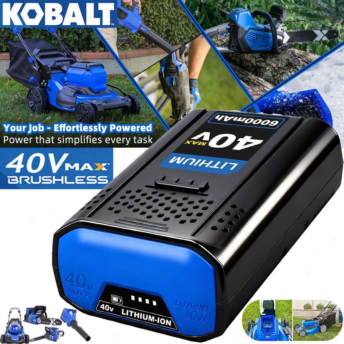 PACK 6.0AH For KOBALT 40V MAX Extended Run Li-Ion Battery KB440-03 KB540-06