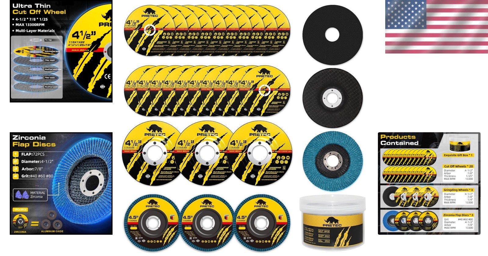 26-Pack Angle Grinder Disc Set: Cut-off, Flap, and Grinding Wheels Included