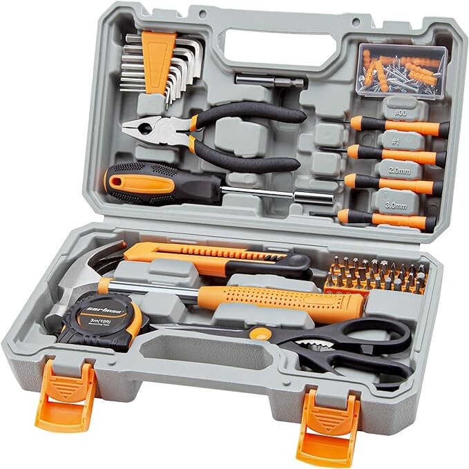 126 Piece Tool Set General Household Hand Tool Kit Orange