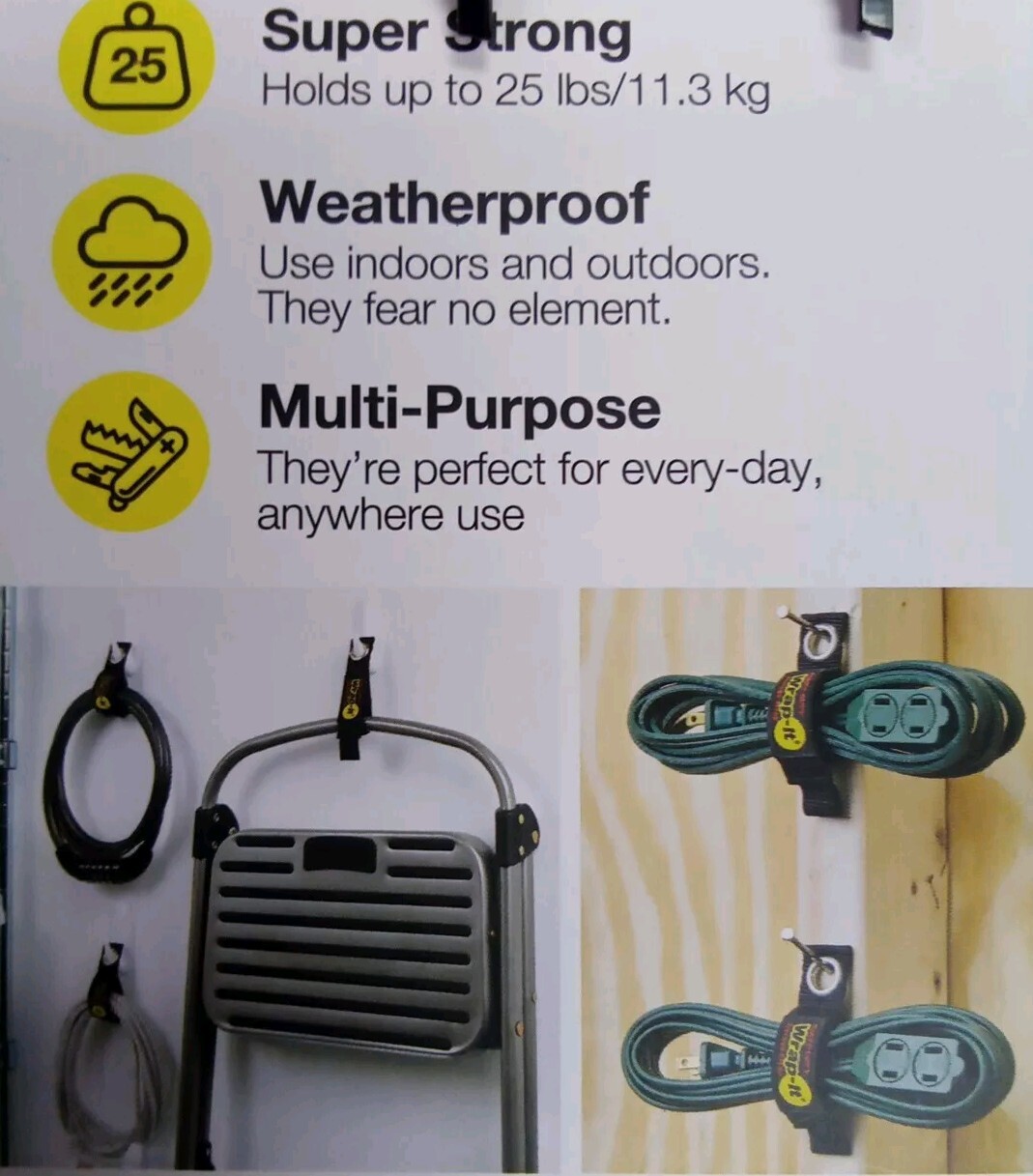 2 Wrap-It Heavy-Duty Storage Strap 7″ 4 In Pack Total Of 8 Model# 104-10BX Black