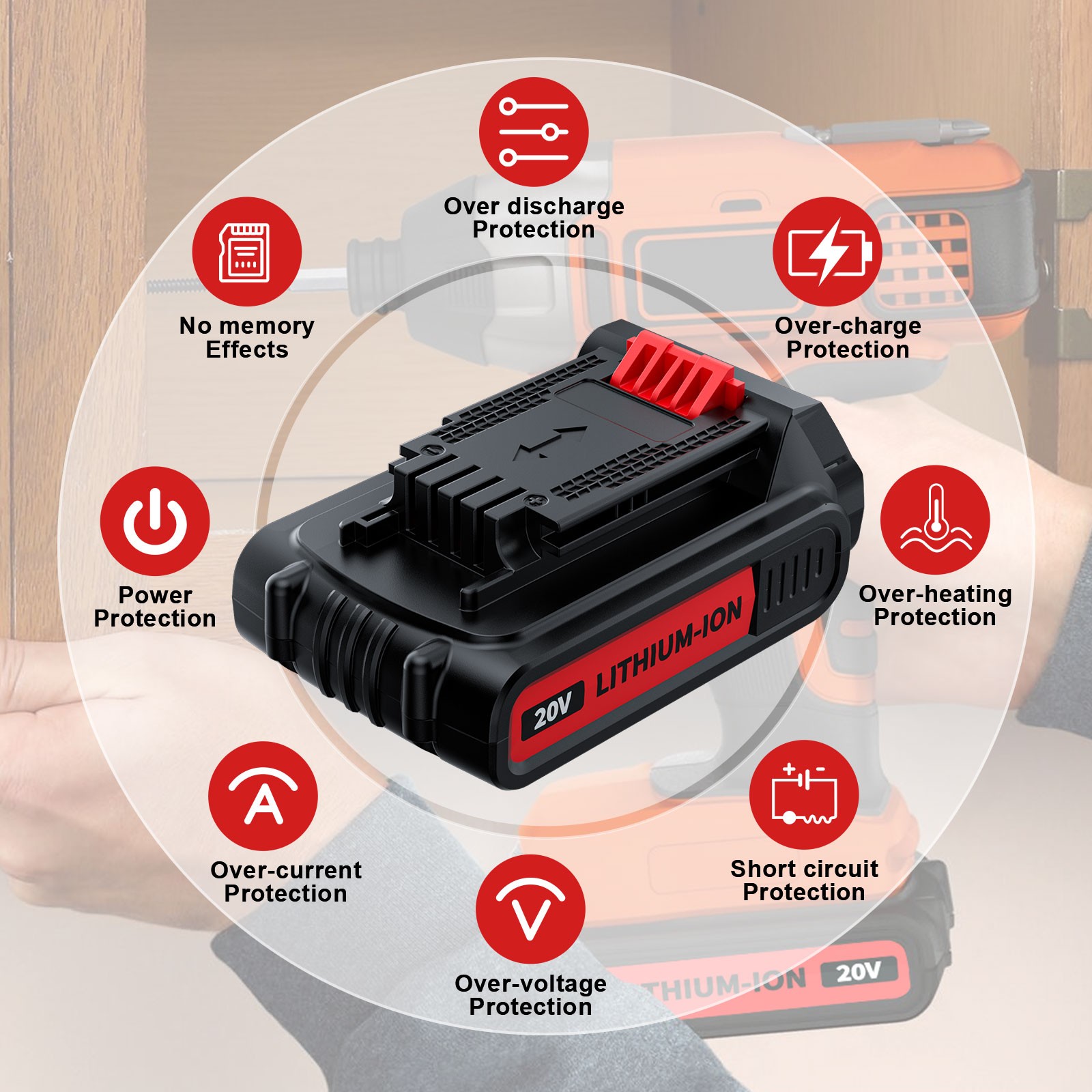 8000mAh 20V LB2X4020 Battery FOR Black and Decker 20V MAX Lithium LBXR20 LBX20