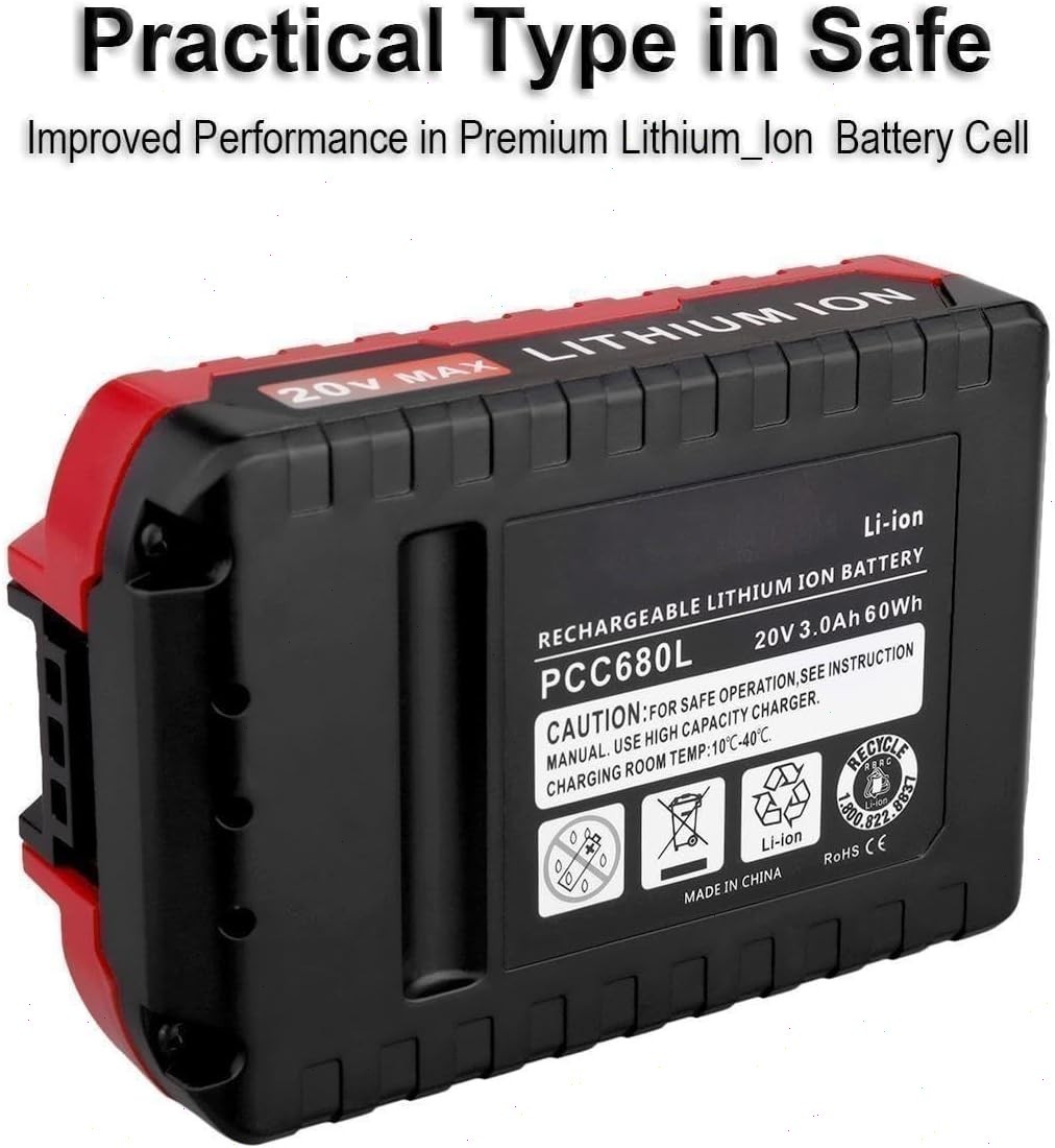 2PACK for PORTER CABLE 20V 20 Volt Lithium Battery / Charger Max PCC680L PCC685L