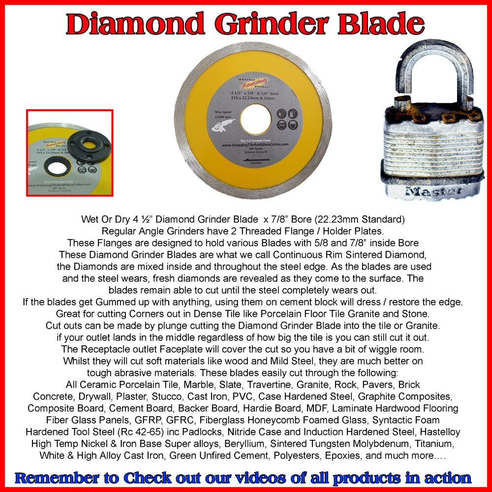 4 1/2″ Diamond Saw Blades x3 Continuous Rim Cut Tile & Masonry ***Free Grinder**