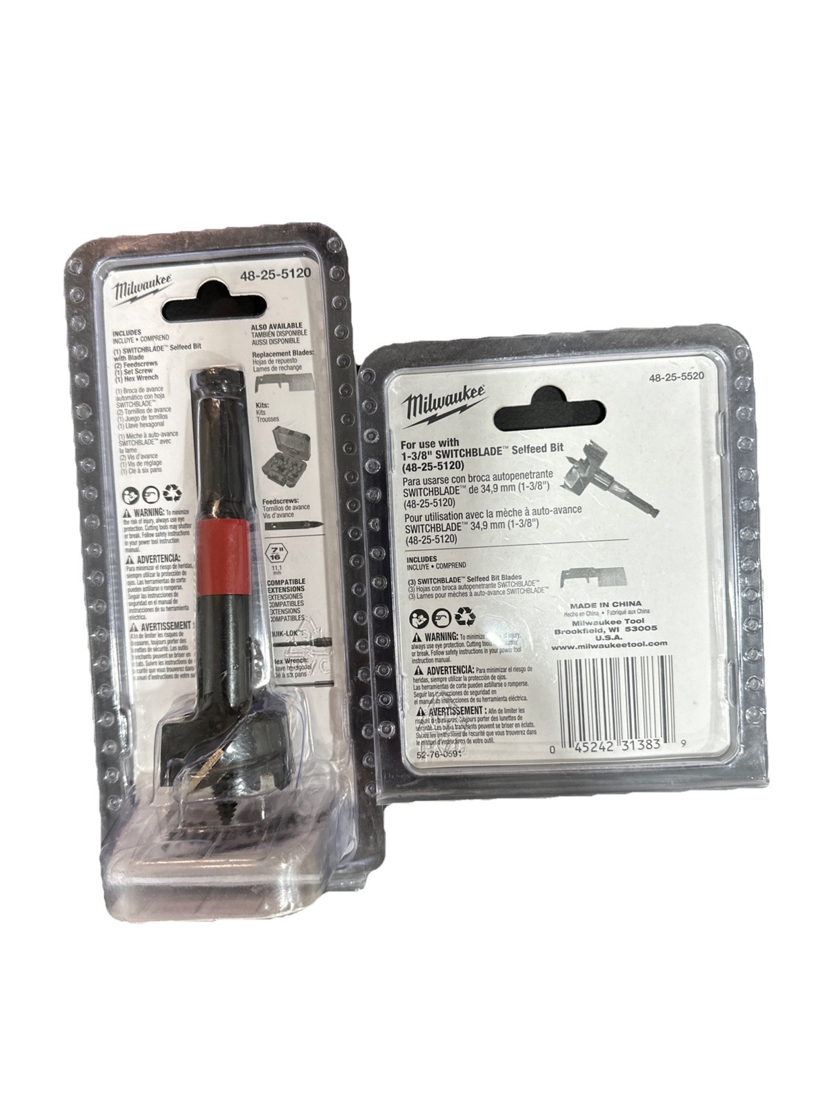 Milwaukee 1-3/8″ SwitchBlade Selfeed Bit PLUS 1 Pack – 3 pcs Replacement Blades