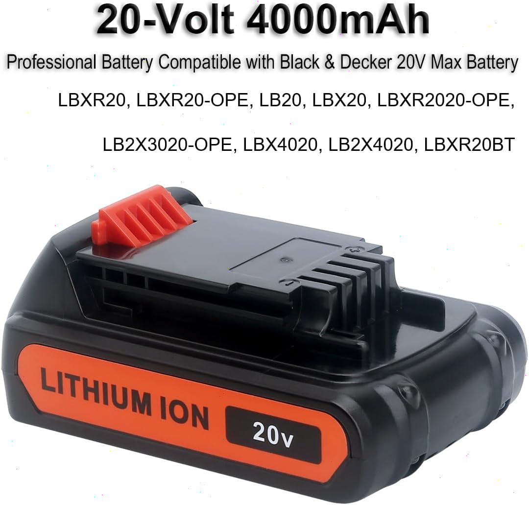 2PACK 20V Lithium-ion 4.0Ah Battery for BLACK DECKER 20 Volt LBXR20 LBX20 LB20