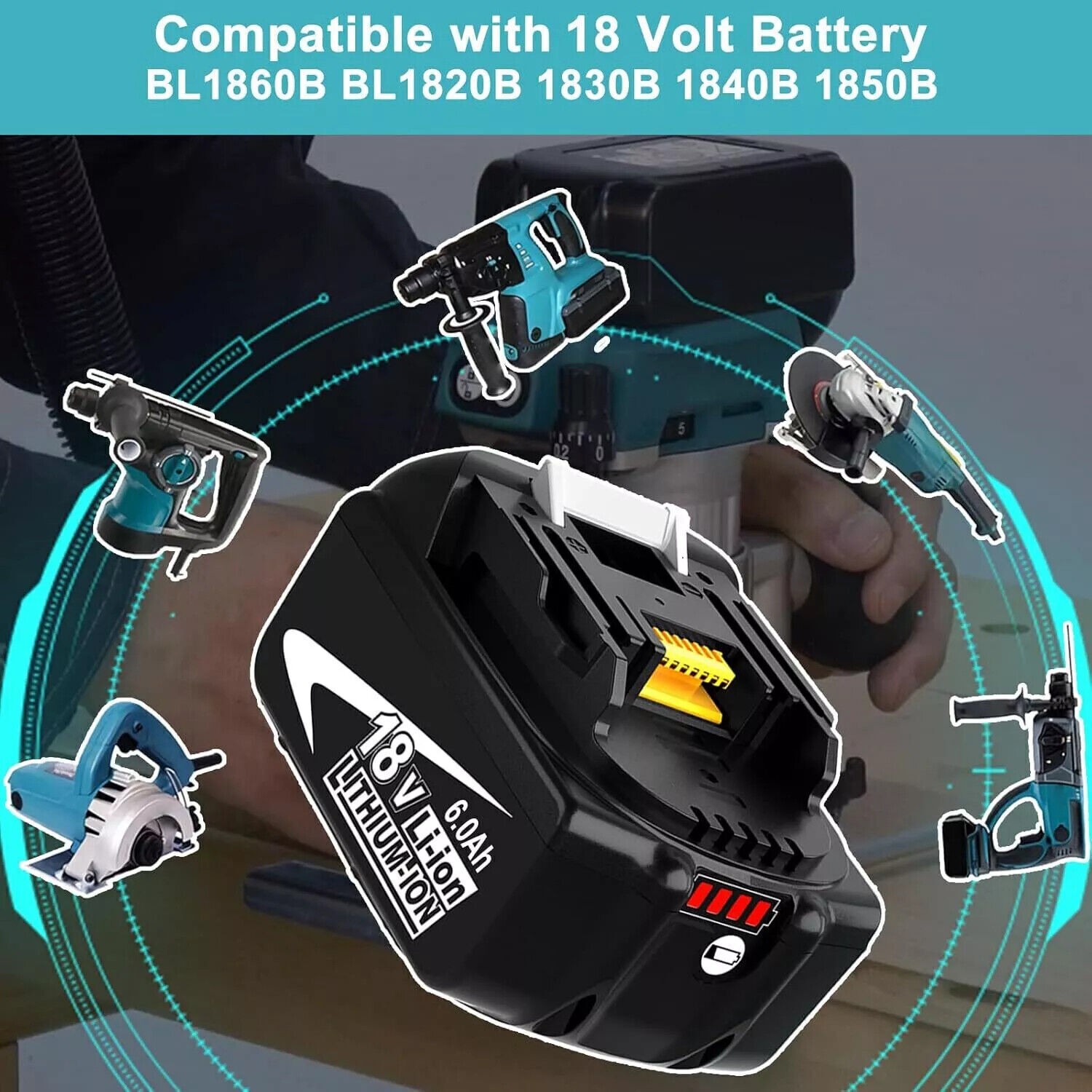 2 Packs 18V 6.0Ah Battery For Makita BL1860B BL1830 BL1840 BL1850 BL1860 LXT400