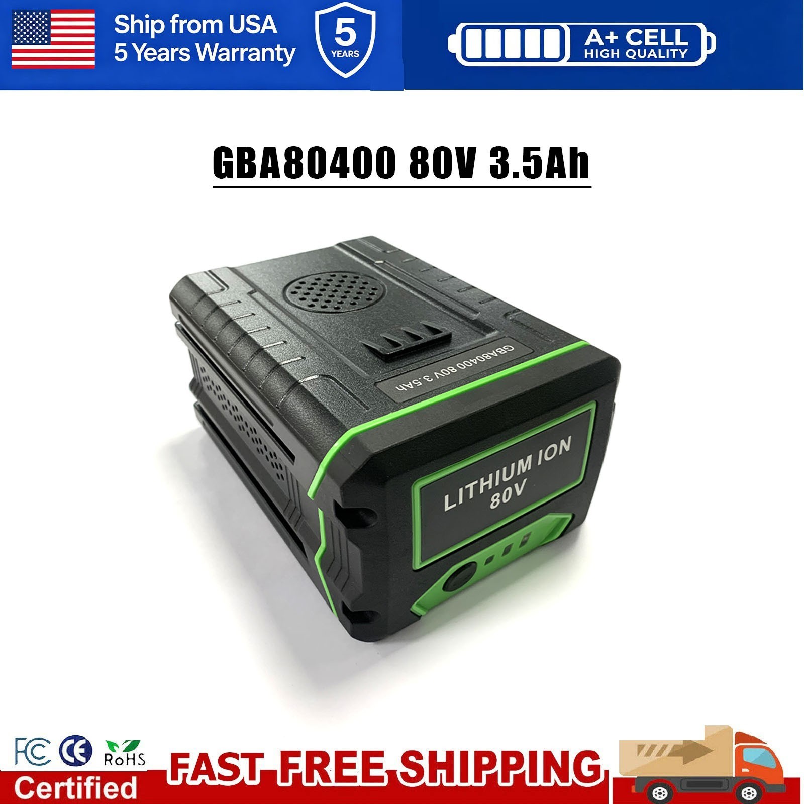 GBA80400 80V 3.5Ah for Greenworks Pro 80Volt Lithium Ion Battery GBA80200 US