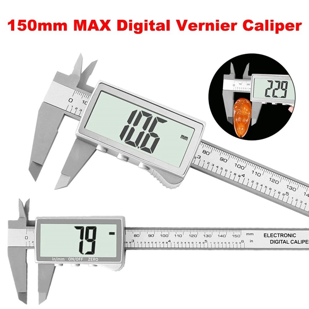6″ 150mm Digital Vernier Caliper Metal Electronic LCD Micrometer Measuring Gauge