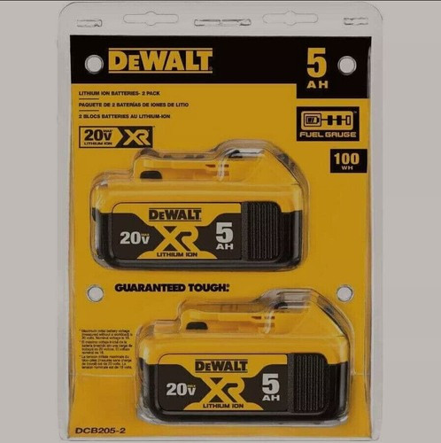 DEWALT 20V MAX XR 5 Ah Lithium Ion Battery Premium High Capacity (DCB205-2)