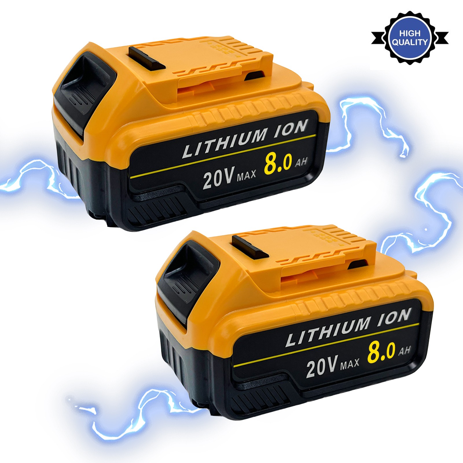 20V MAX 8Ah Lithium Ion Battery 2-Pack,compatible with Dewalt 20v cordless tools