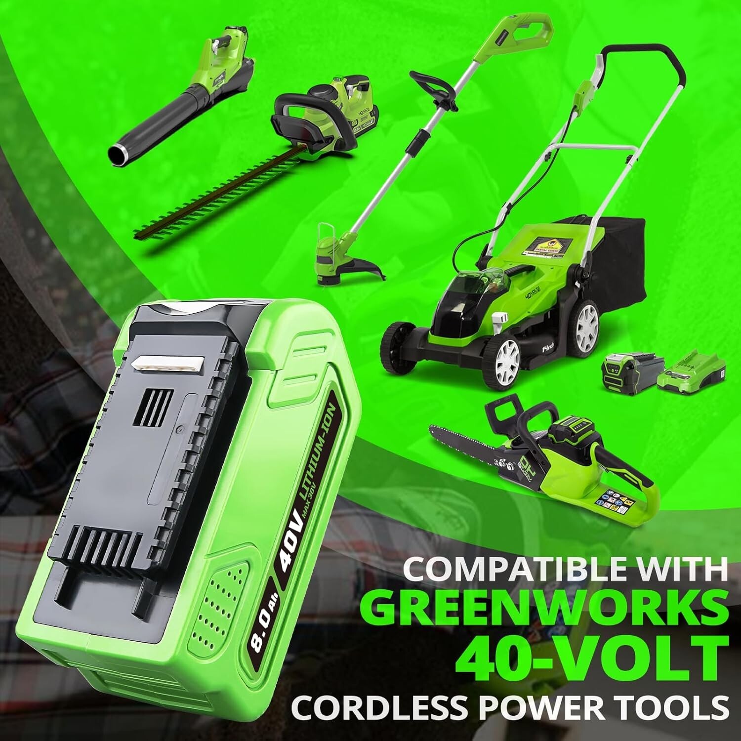 40V 8.0Ah For Greenworks G-MAX 40 Volt Lithium Battery 29472 29462 29252 20202