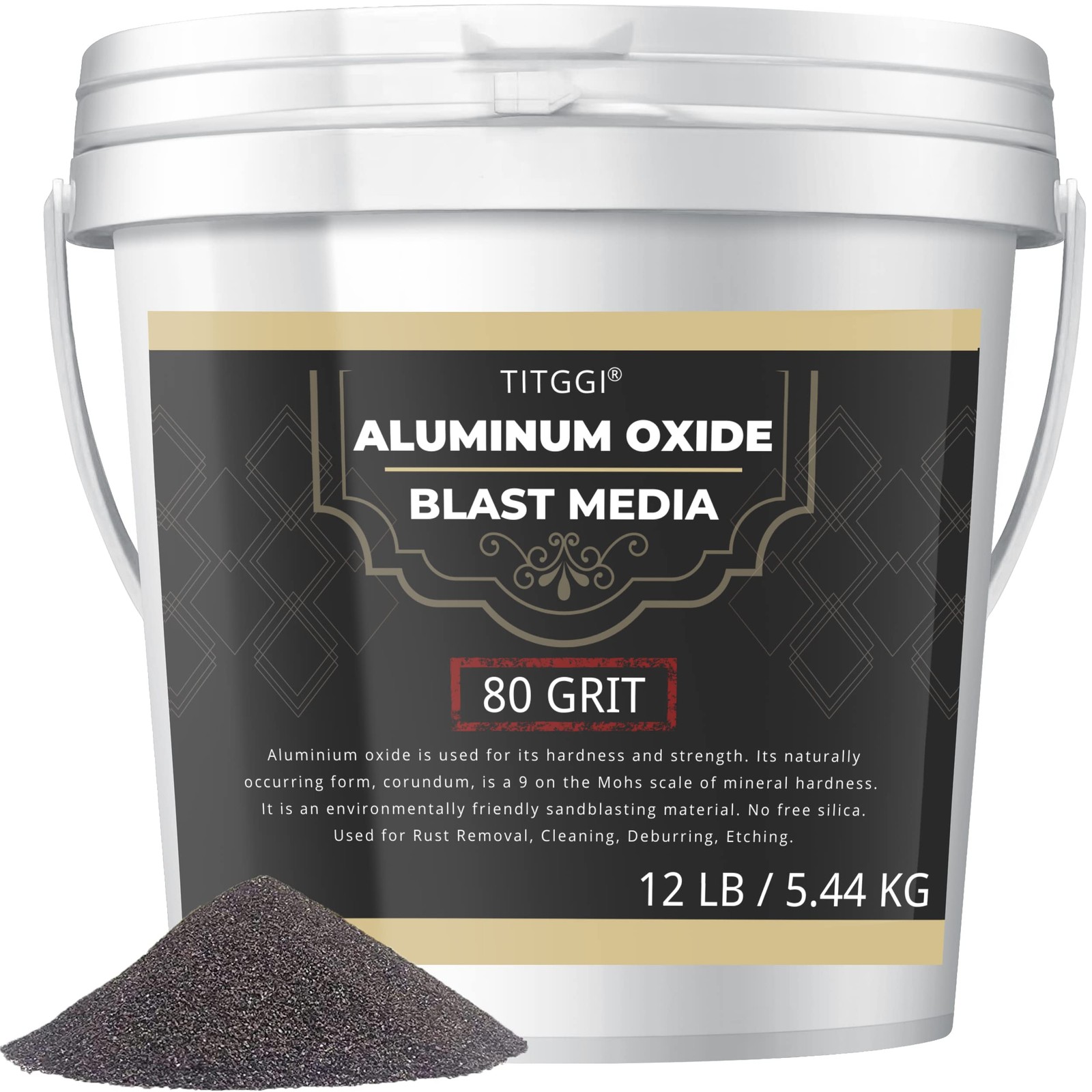 #80 Grit Aluminum Oxide Blast Media (12 Lbs/5.44Kg) – Premium Long-Lasting Sand