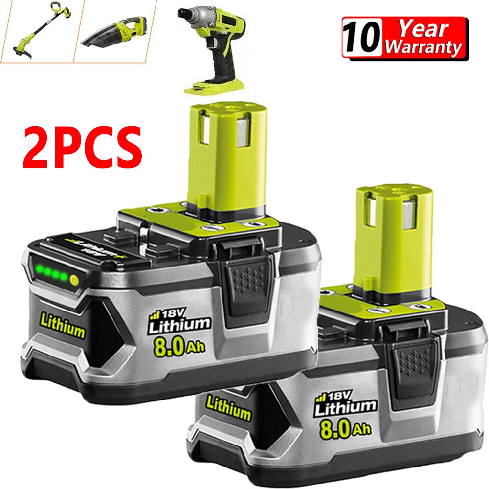 2PACK For Ryobi 18V P108 Lithium-ion Battery 8Ah 8000MAH Cordless Tools battery
