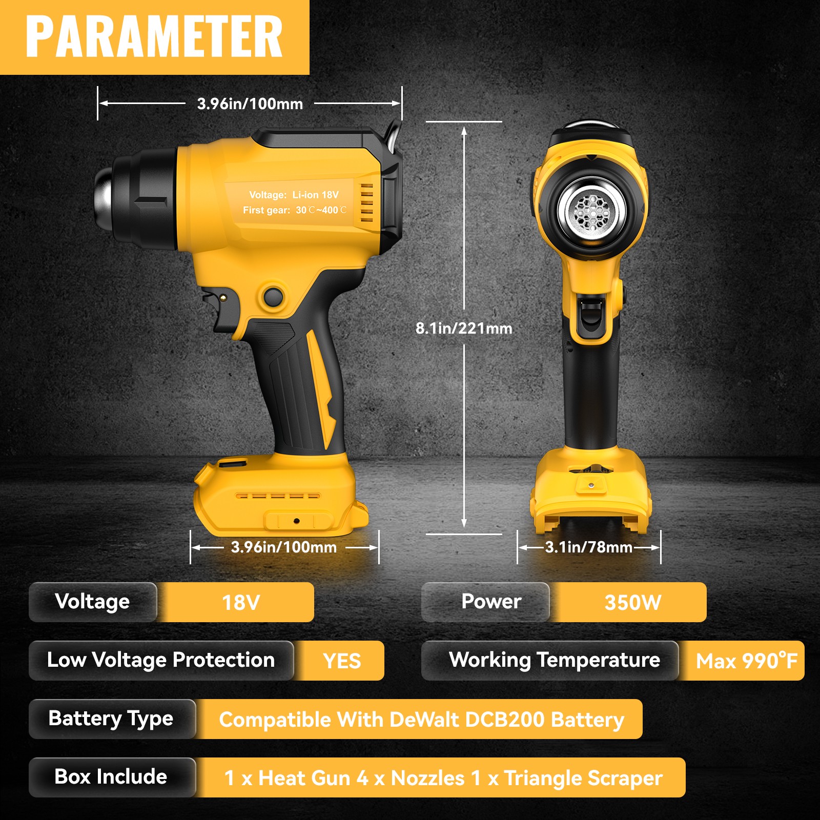 1-2pack For DeWalt 20V Max 8.0AH Lithium Ion Battery / Heat GUN DCB206 DCB200