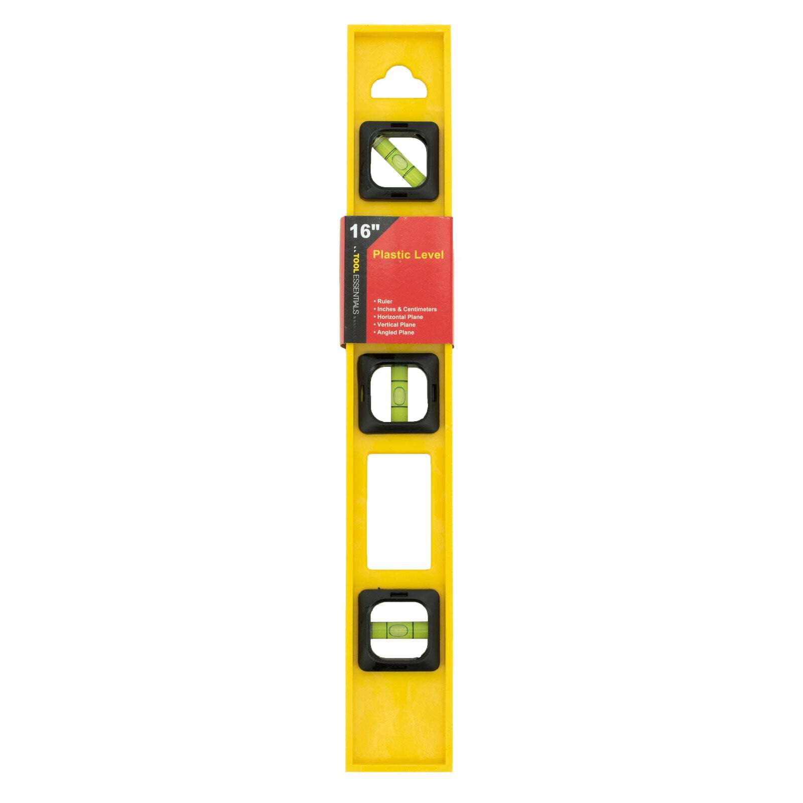 Tool Essentials 16″ 3-Vial Level Plastic Frame in Yellow