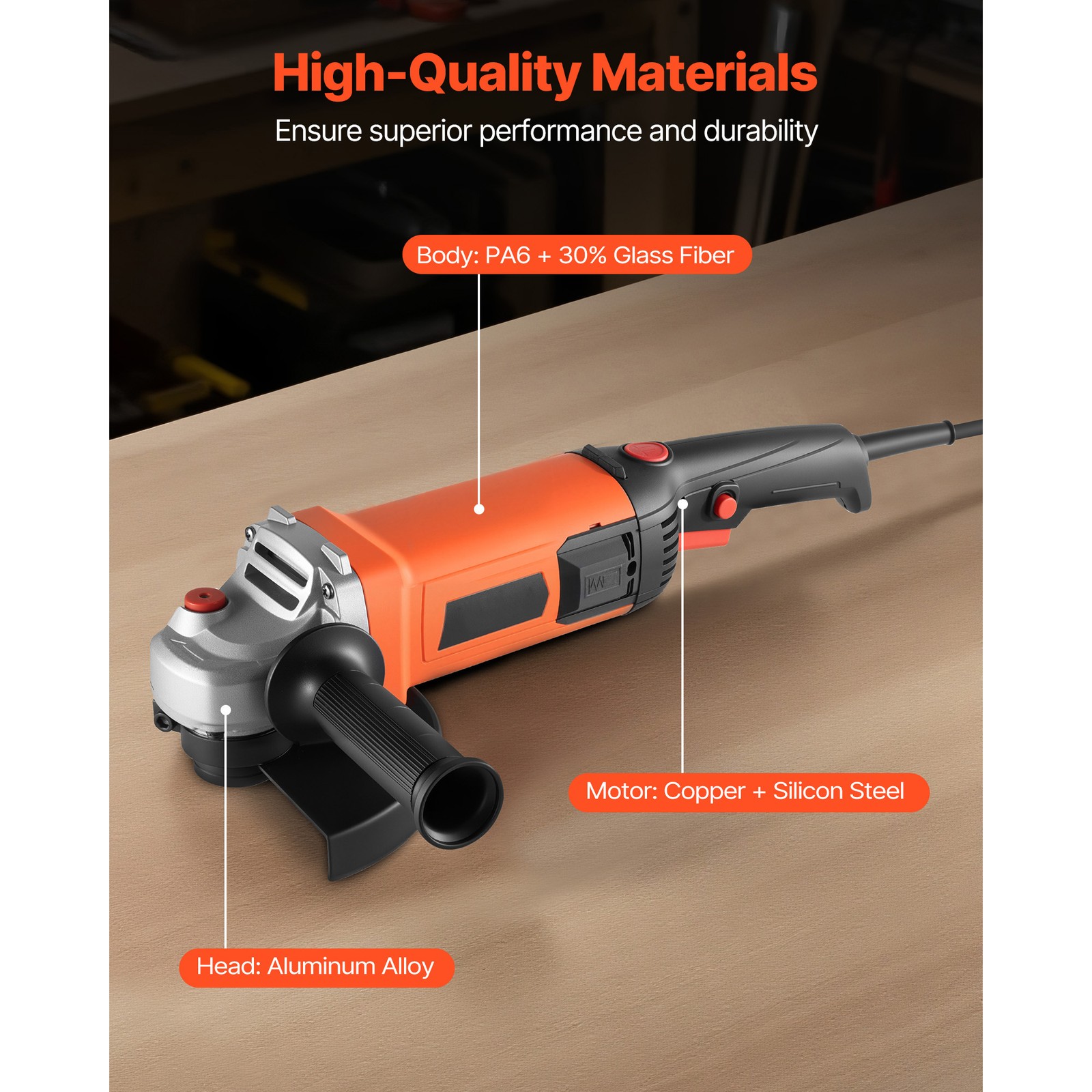 Uimoso 7″ Angle Grinder, 13A Electric Tool, 8500RPM High-Performance Grinder