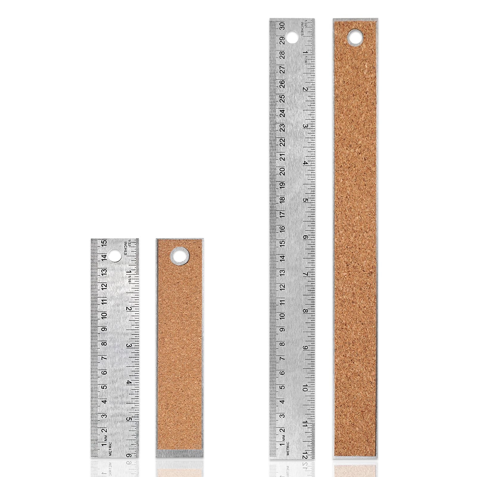 2-Pack Stainless Steel Ruler Set – 6 Inch & 12 Inch Non-Slip Metal Rulers wit…