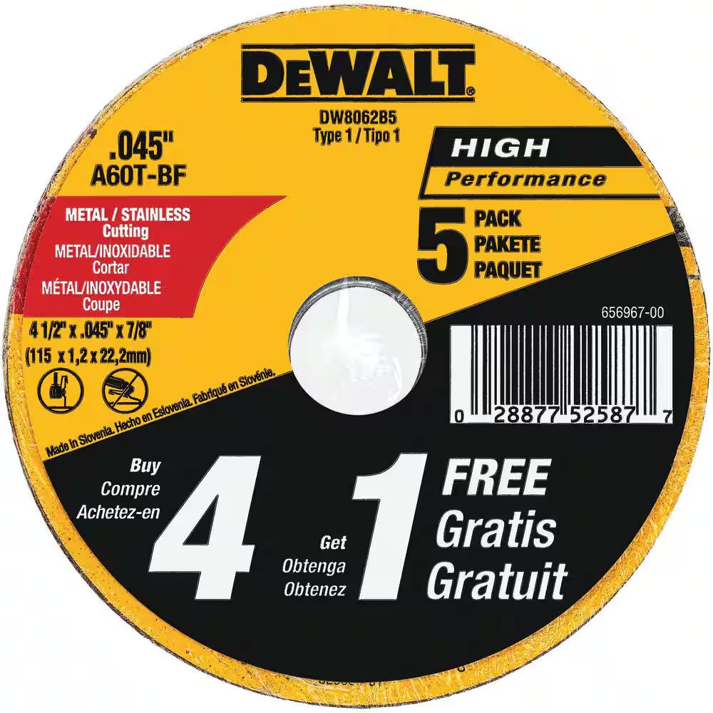 7 Amp 4.5 In. Small Angle Grinder with 1-Touch Guard and 4.5 In. X 0.045 In. X 7