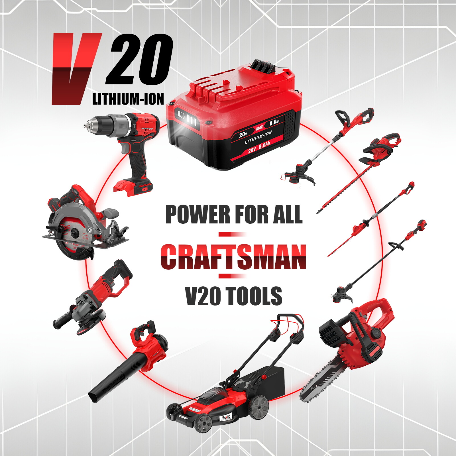 20 Volt For Craftsman V20 8.0Ah Lithium-ion Battery Pack CMCB205 CMCB204 CMCB202