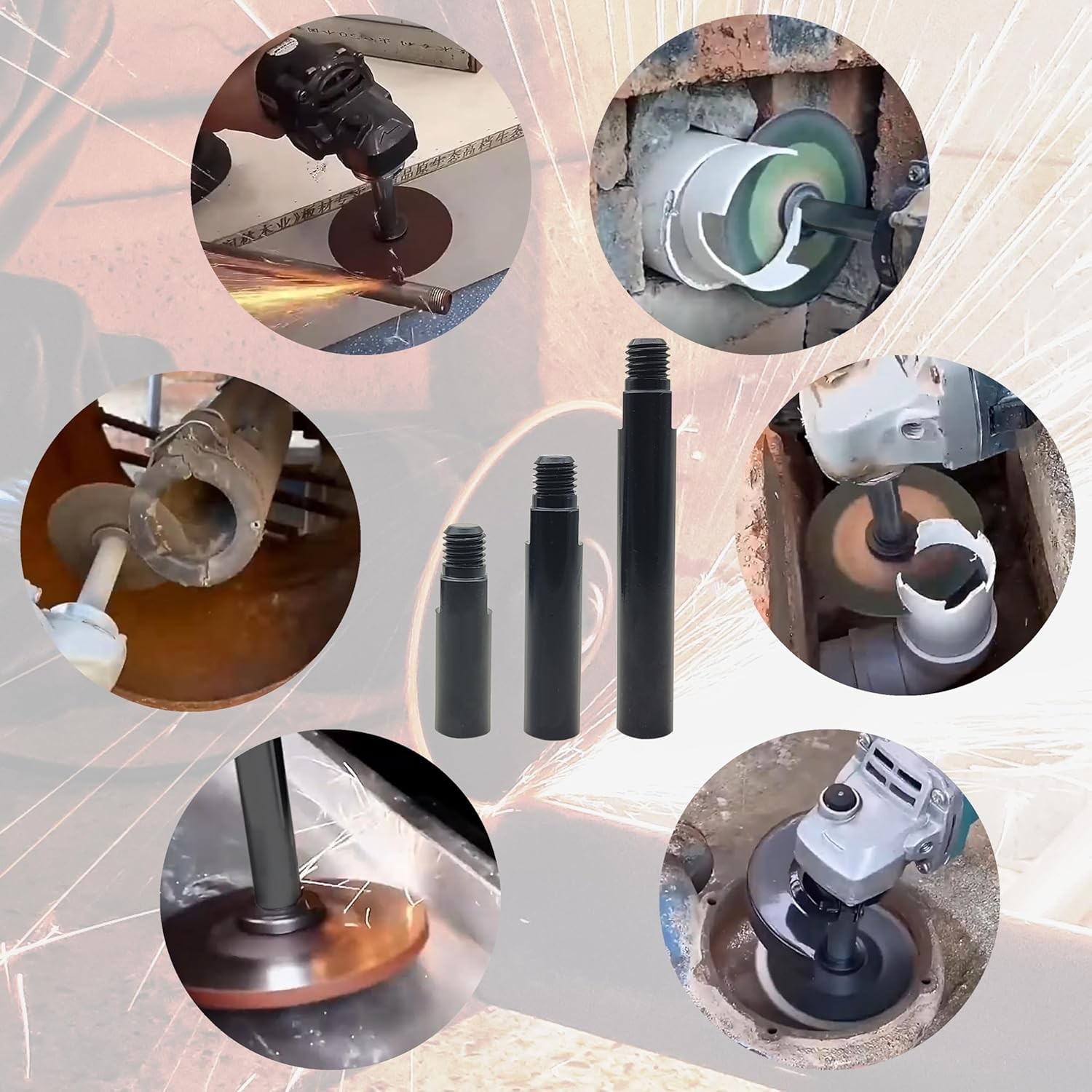 5/8″-11 Angle Grinder Extension Shaft Set Airway Buff Extender Kit 3 Packs