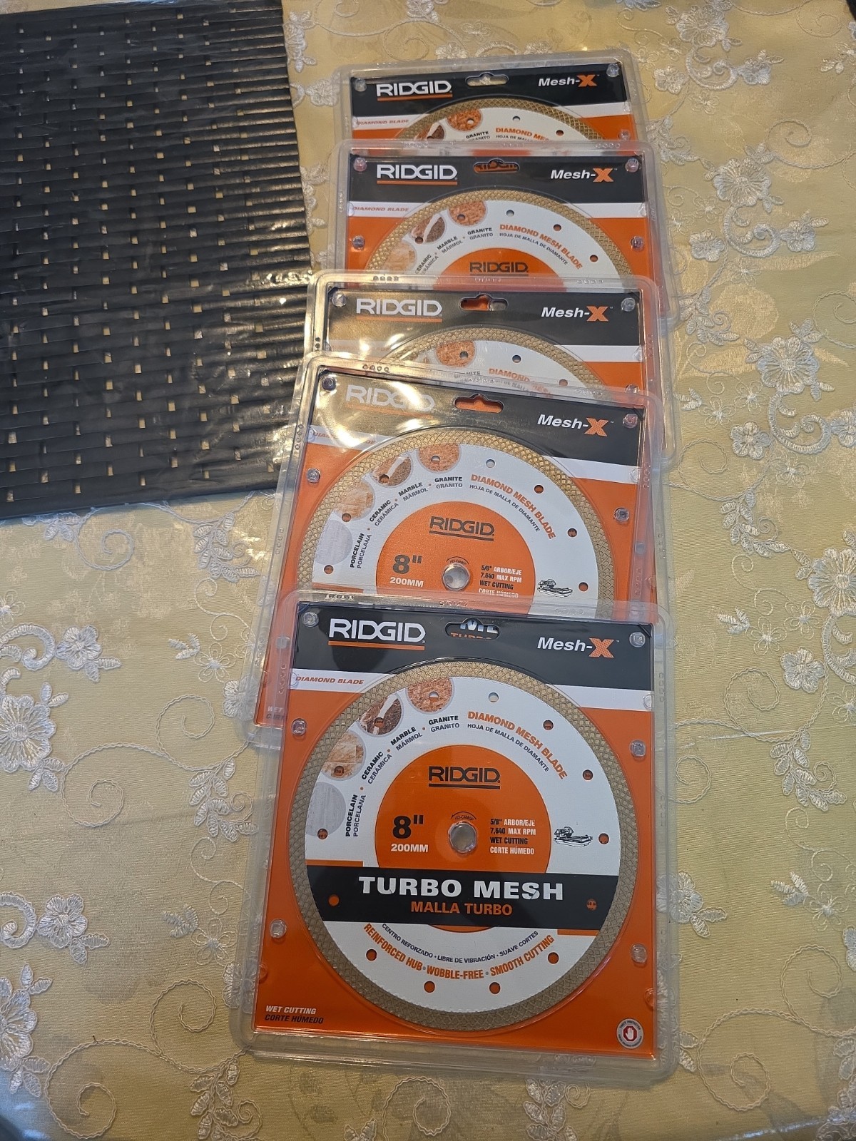 RIDGID 8 in. Continuous Mesh Rim Diamond Blade for Porcelain & Stone Lot Of 5