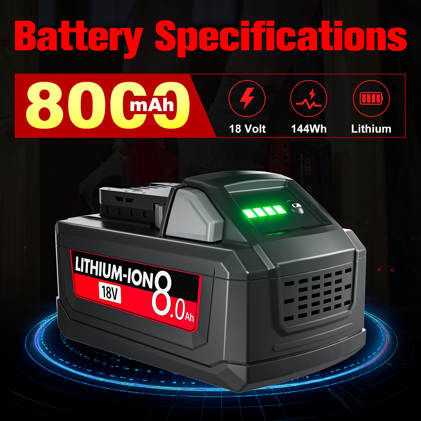 For Milwaukee 18V Battery 8000mAh 8ah For M18 18V 48-11-1860 48-11-1840 Battery