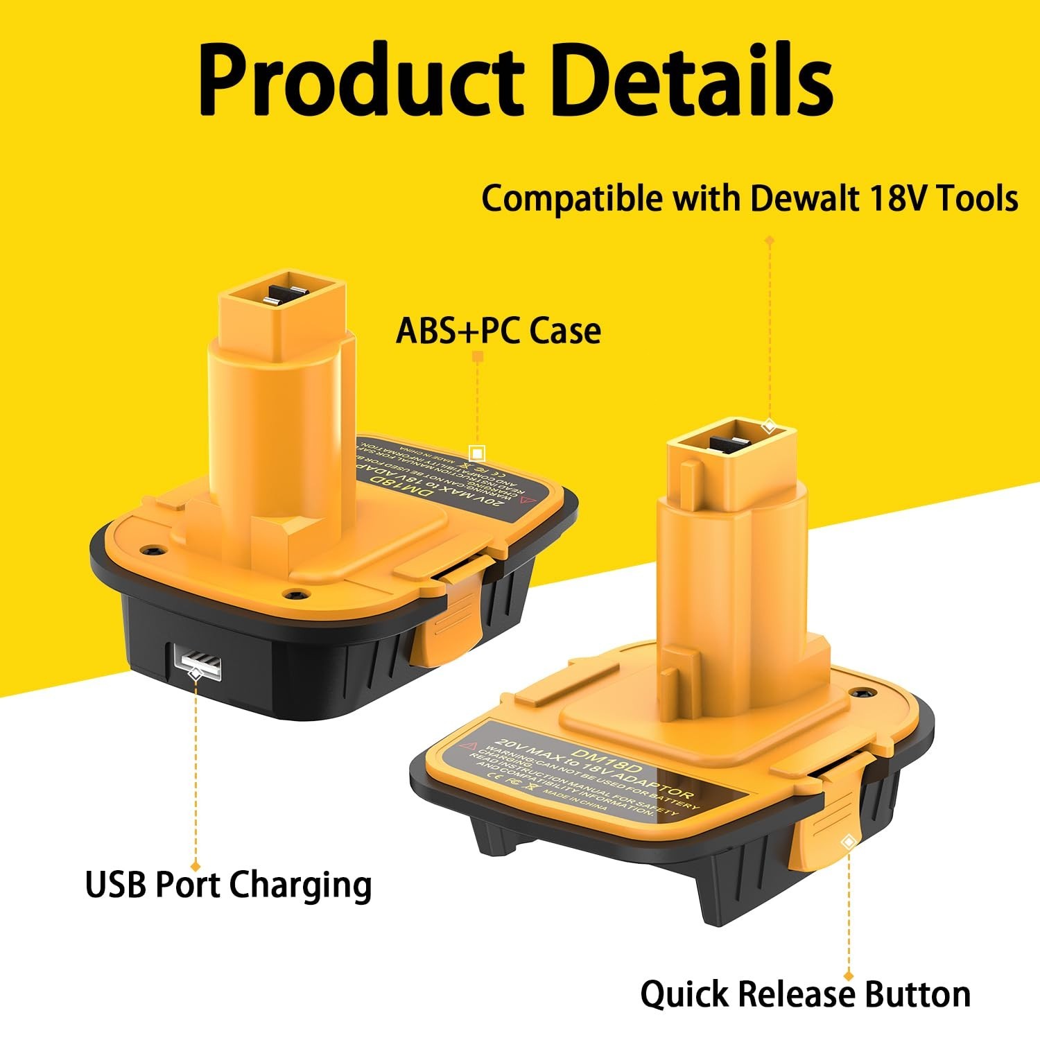 DM18D Converter Compatible with Dewalt 20V Battery & Milwaukee 18V Battery