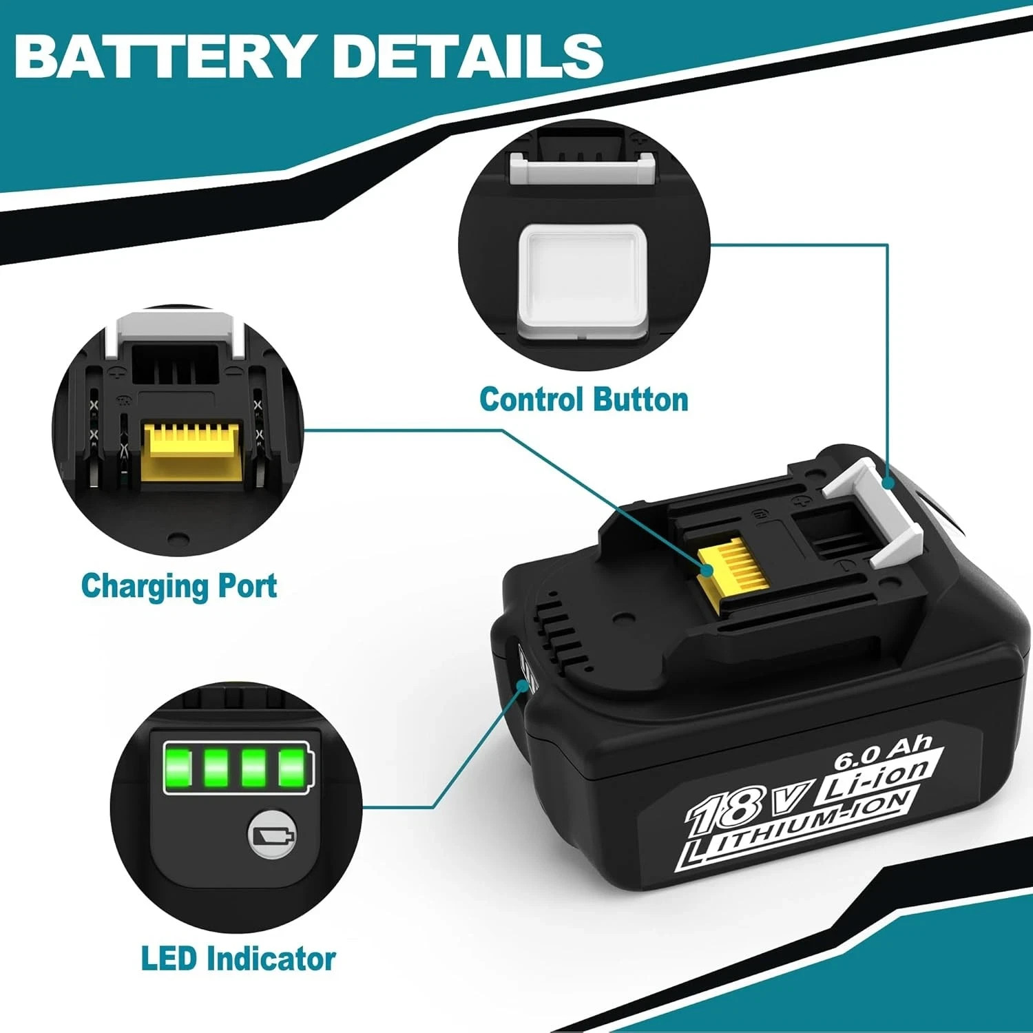 1/2/3/4x 6.0Ah Li-ion Battery For Makita 18V Lithium LXT BL1860B BL1850B BL1840B