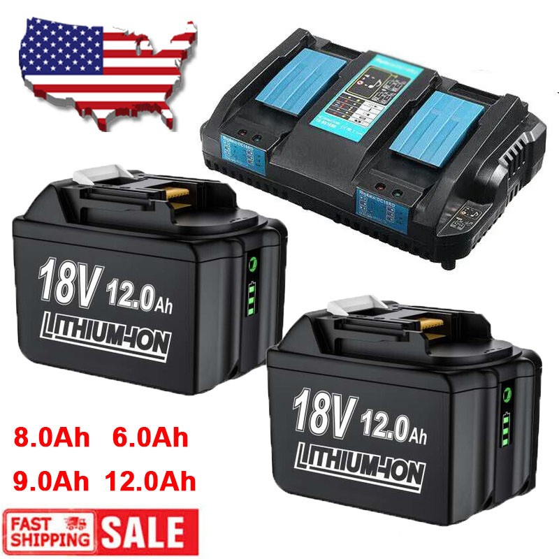 8.0Ah BL1860B For Makita 18V 12.0Ah Lithium ion LXT BL1830 Battery NEW / Charger