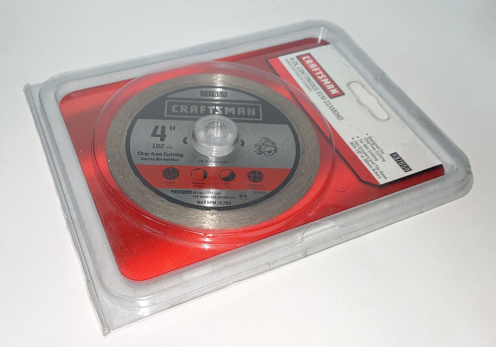 Craftsman 4” Continuous Rim Diamond Saw Blade 9-37659 Wet Cutting Tile