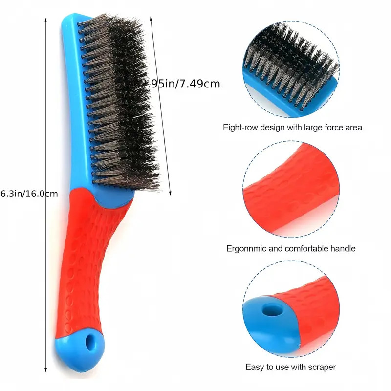 Heavy Duty Stainless Steel Wire Brush with Plastic Handle for Removing Rust Dirt