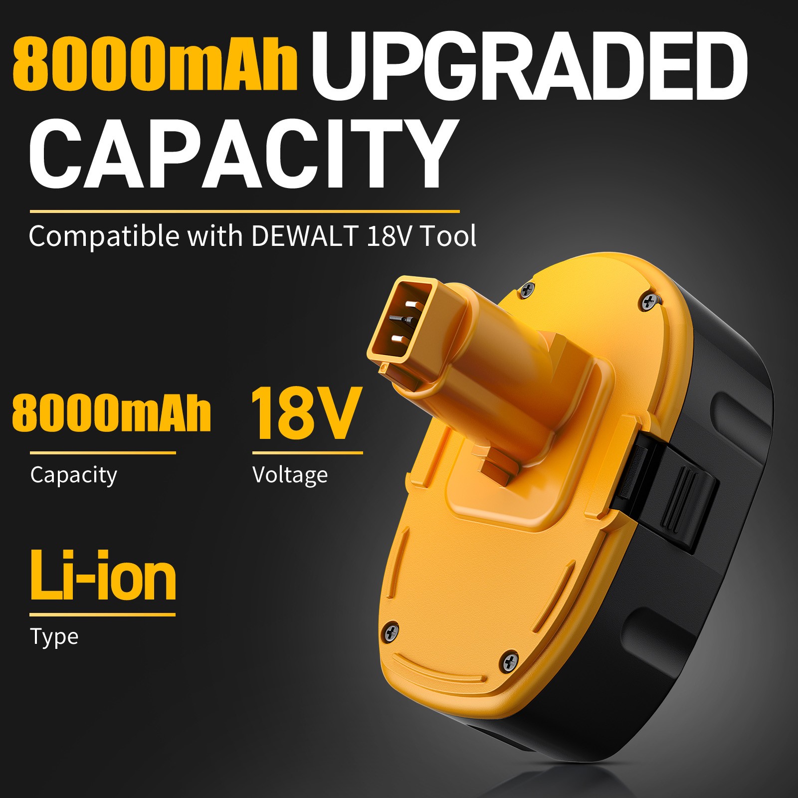 US 8000mAh 18V For Dewalt 18 VOLT DC9096 DC9098 8.0AH Li-ion Battery DC9096-2 JO