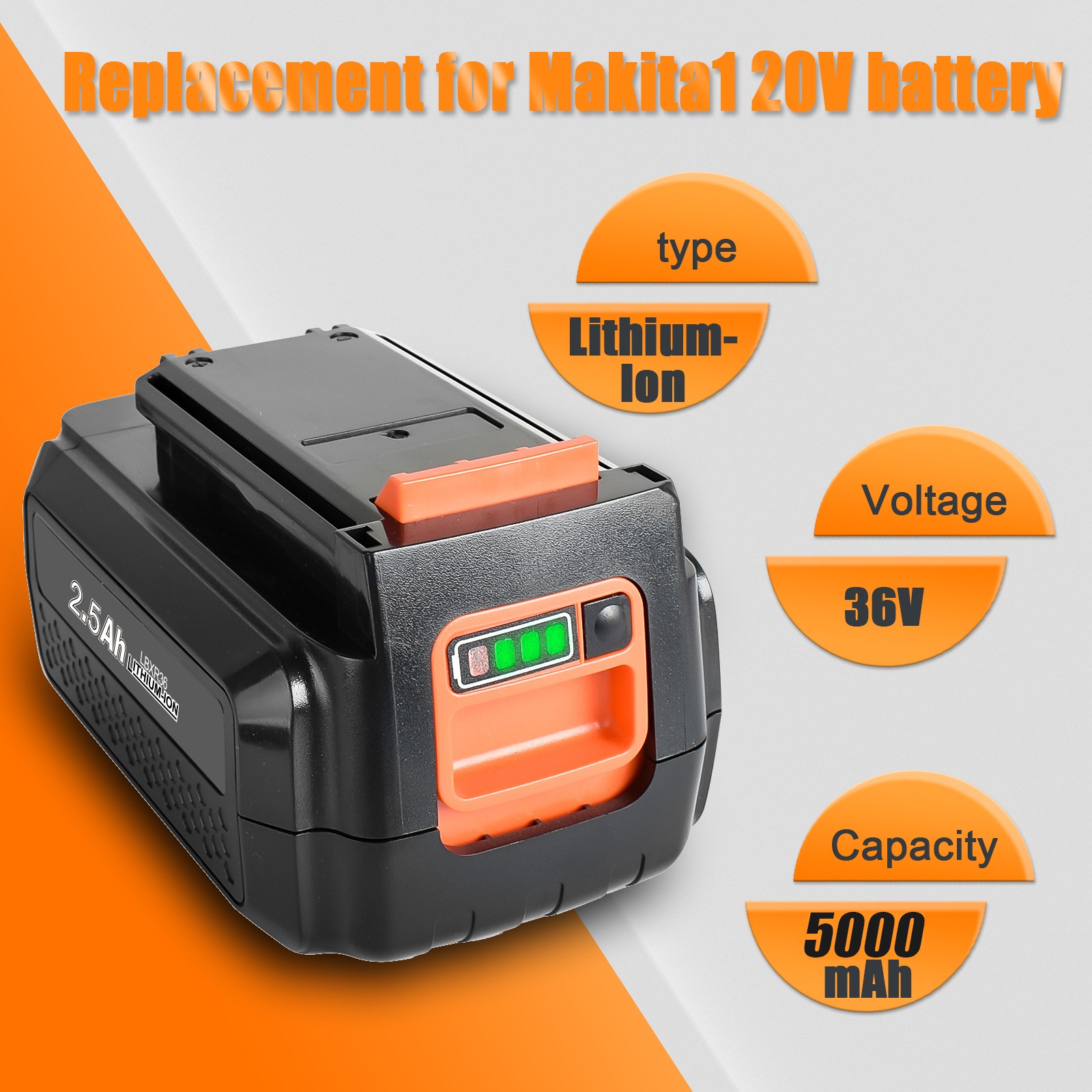 40V 5.0Ah for Black Decker 40 Volt Max Lithium Battery or Charger LBXR36 LST136