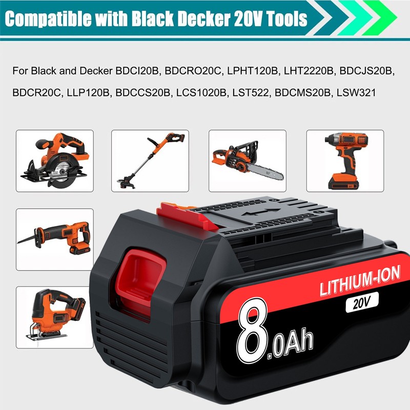 8000mAh 20V LB2X4020 Battery FOR Black and Decker 20V MAX Lithium LBXR20 LBX20