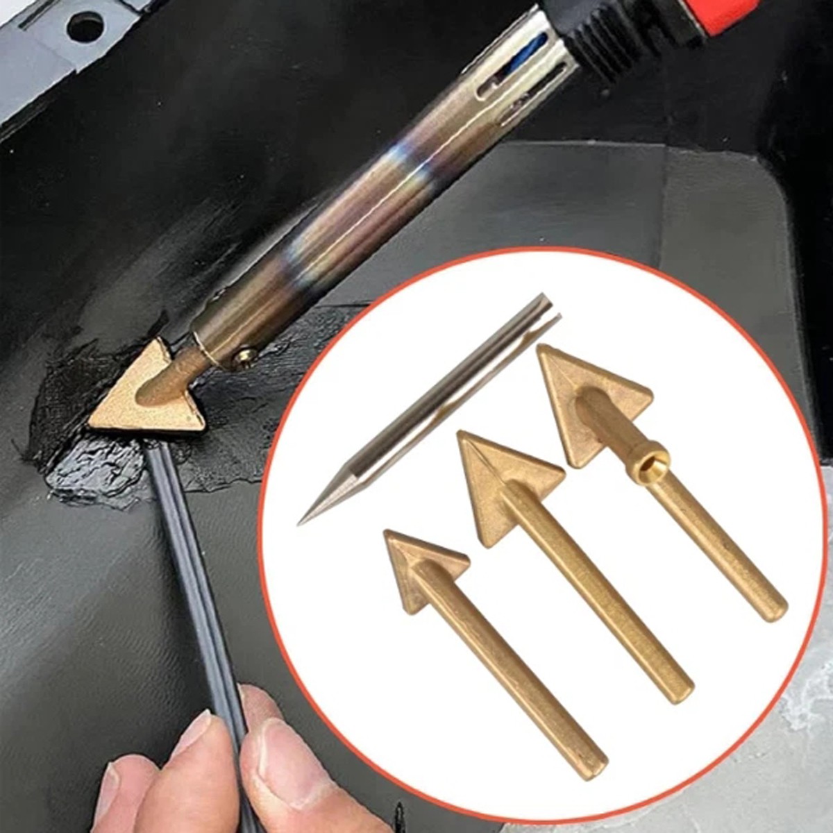 4PC Plastic Welding Tips Soldering Iron Copper Welder Kit Repair Car Bumper Tool