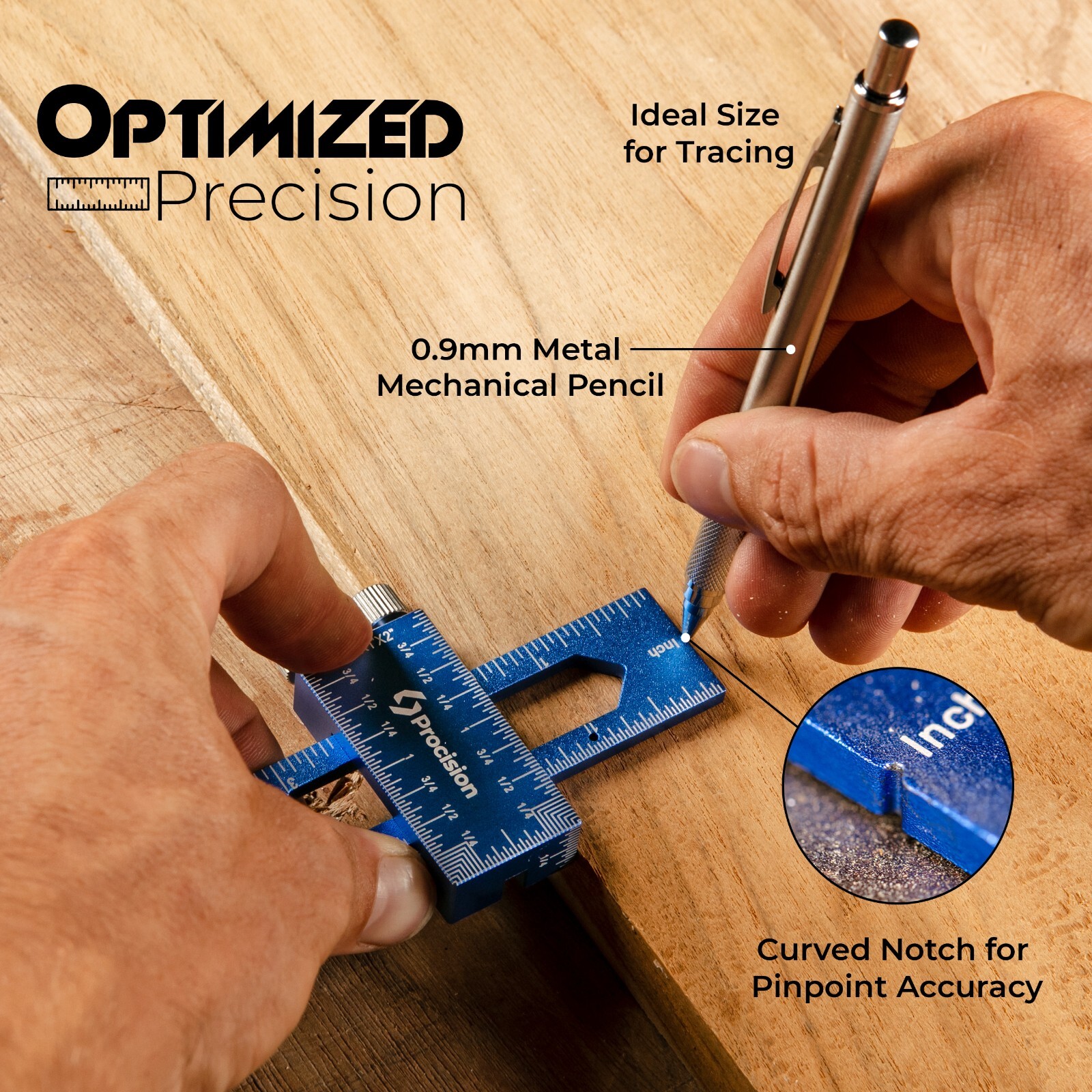 Procision Woodworking Ruler, Set of 3 (12, 8, 6 Inch), Precise Woodworking Pocke