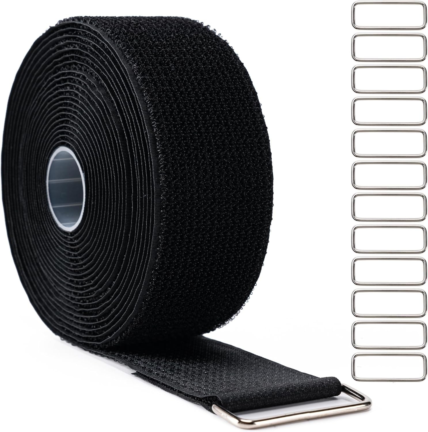 2″ x16Ft Hook and Loop Straps Cinch Straps Heavy Duty with 12 Metal Buckles, Adj