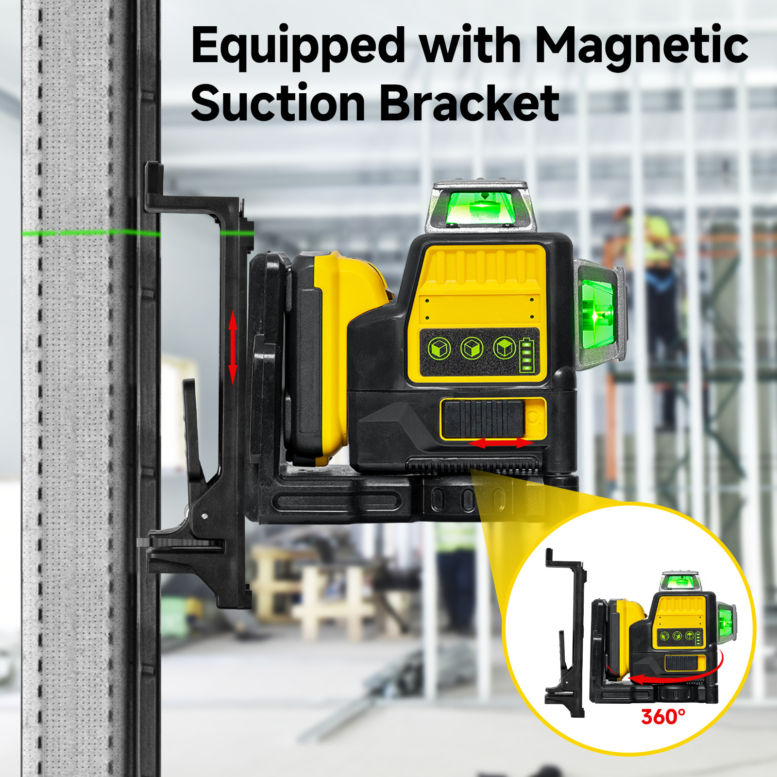 Laser Level for Dewalt 12V Green Line 3 x 360 Vertical 12 Lines +Battery+Charger