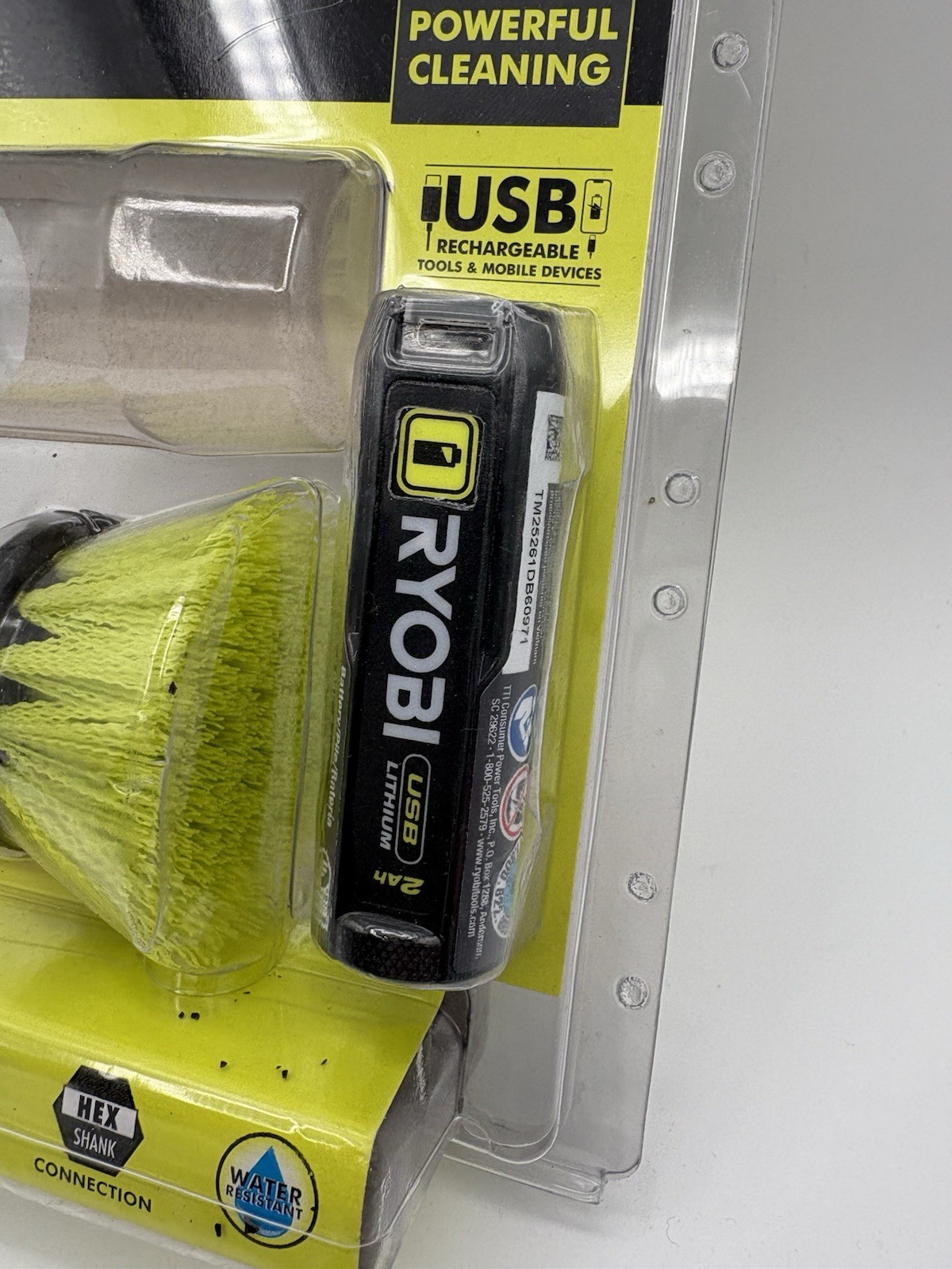 Ryobi USB Lithium 2Ah Rechargeable Battery FVB03 + Ryobi Scrub Brush (Both New)