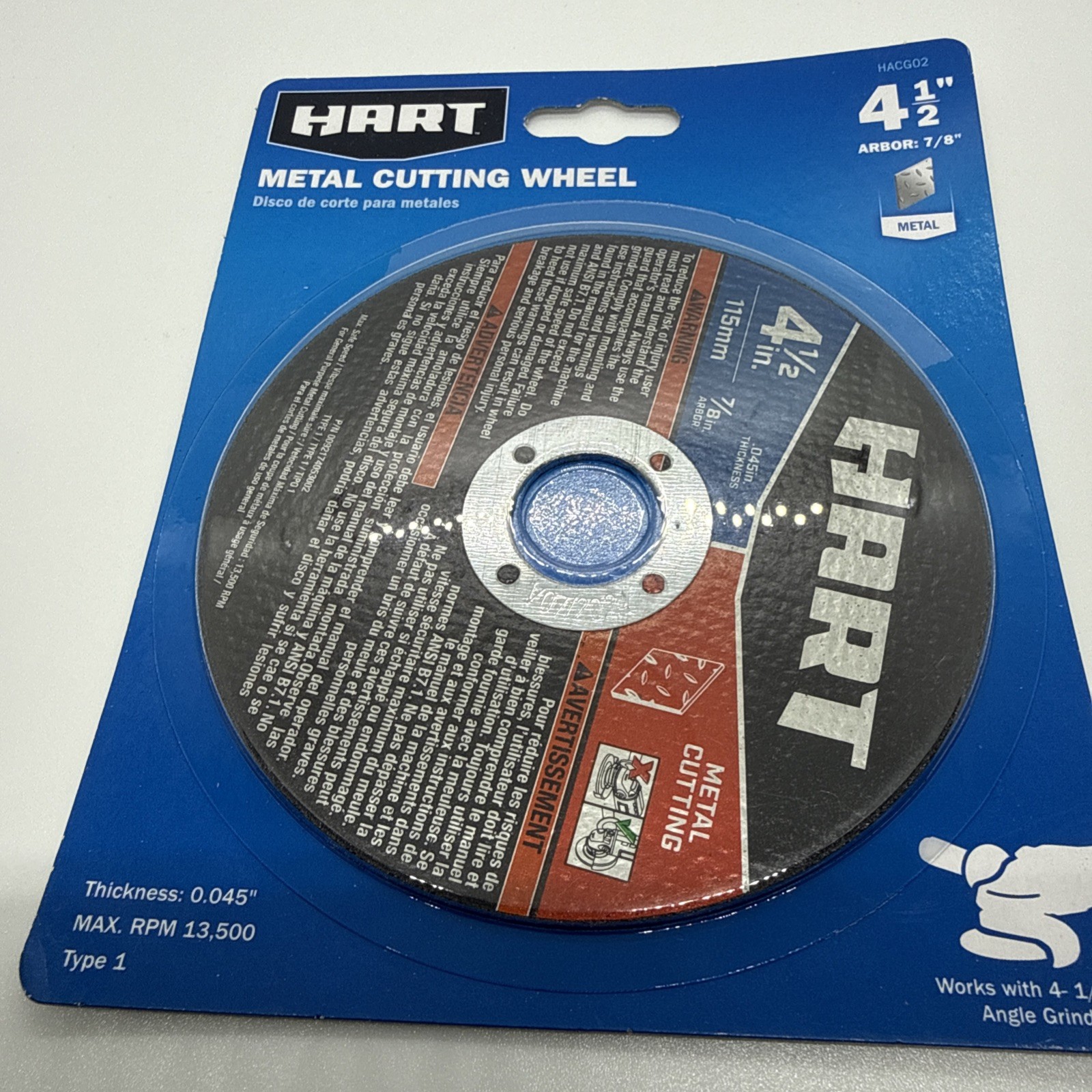 HART 4-1/2″ METAL CUTTING WHEEL 0.045″ Thick 13,500 RPM for Angle Grinder NEW