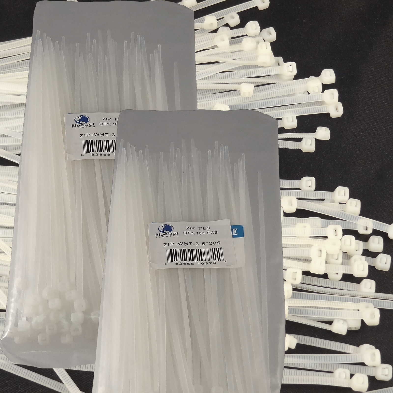 200 PCS WHITE 8″ inch Network Cable Cord Wire Tie Strap 40 Lb Zip Nylon USA