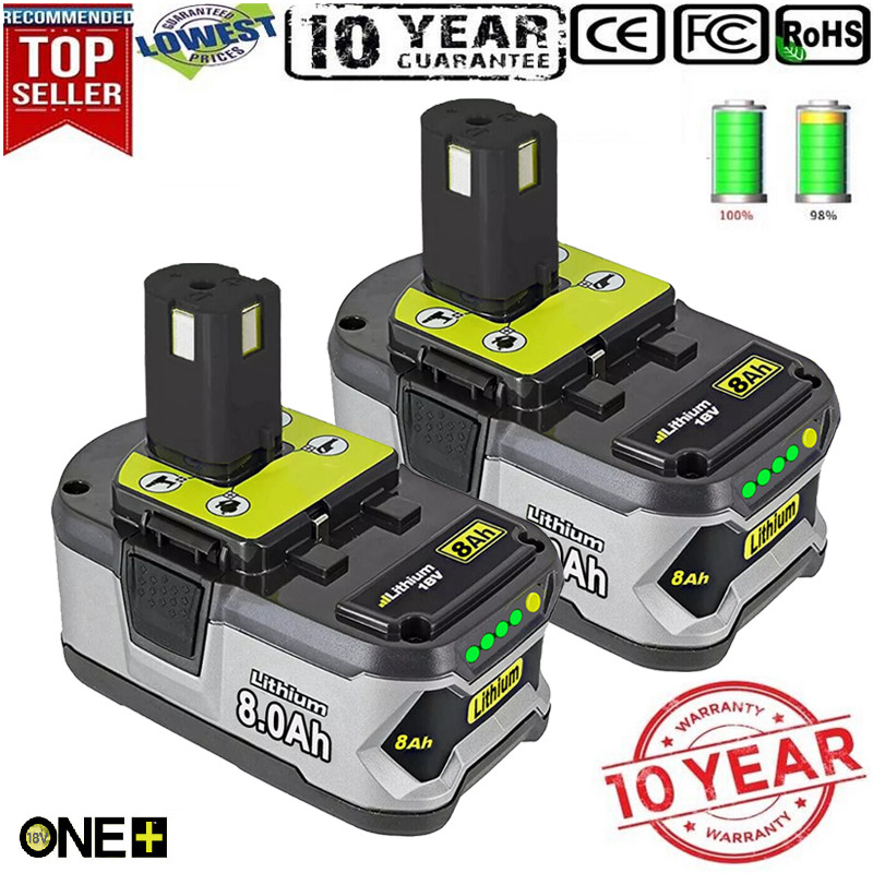 2Pack 8.0Ah For RYOBI P108 One+ Plus 18 Volt High Capacity Lithium-Ion Battery