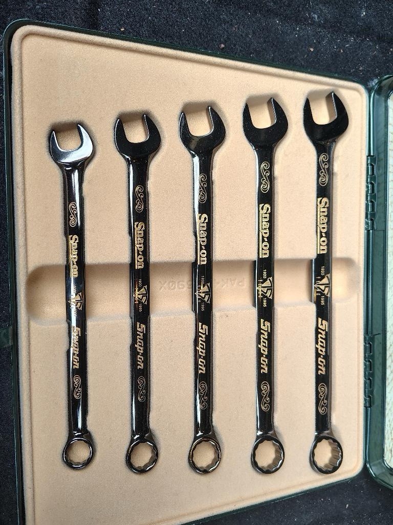 Snap-on 75 Years Anniversary Combination Wrench Set 5pc Black Gold Alloy Steel