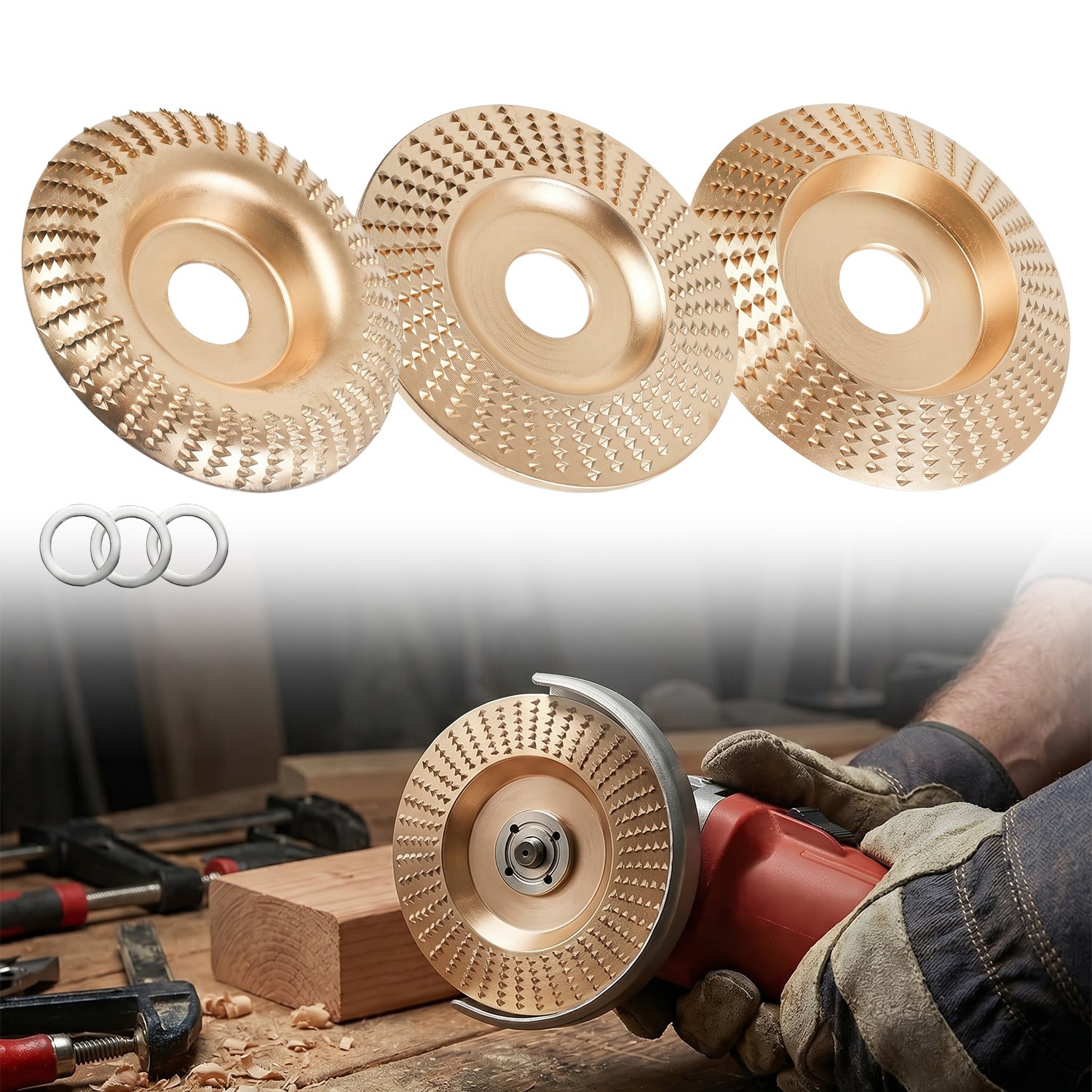 3PCS Angle Grinder Polishing Pad, Wood Carving Disc Set for 4 1/2 Inch Angle Gri