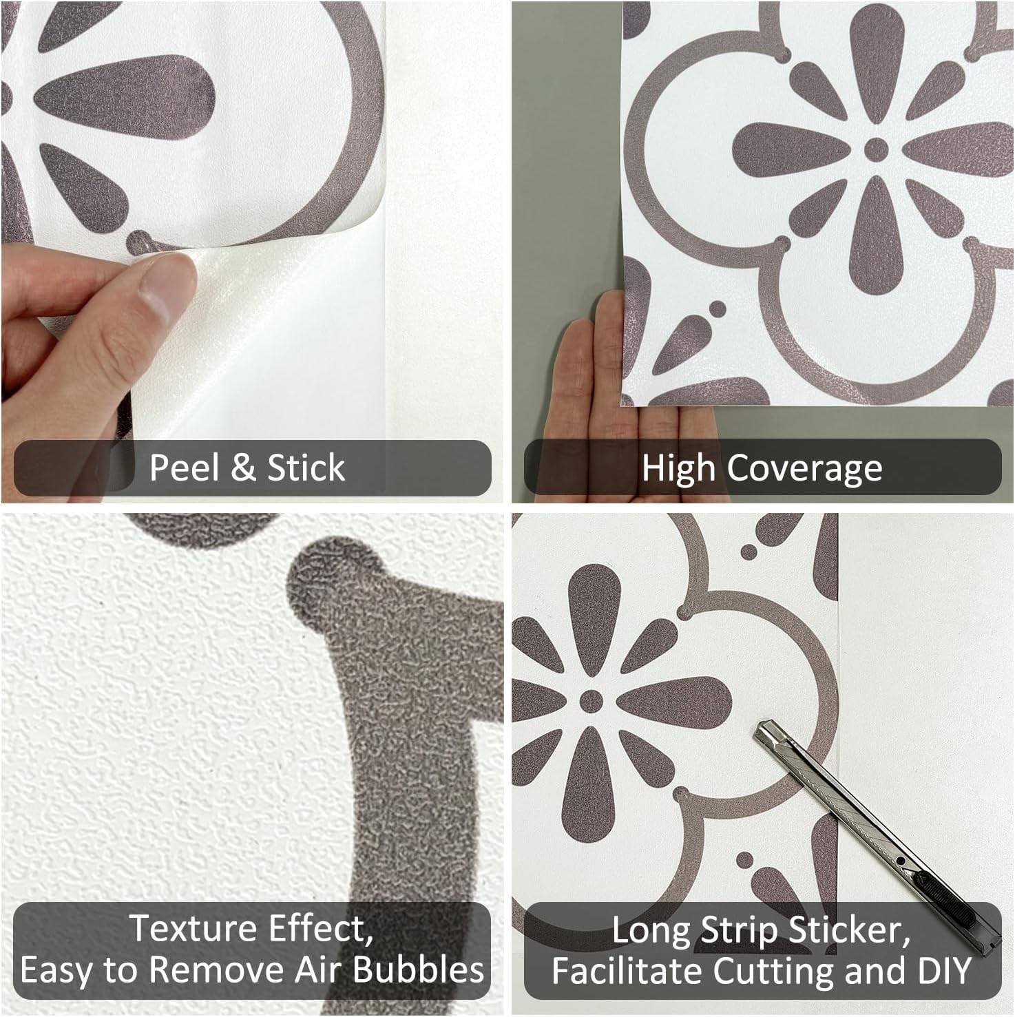 Long Strip Textured Vinyl Clover Stair Riser Decals Peel and Stick, 7.87″X590…