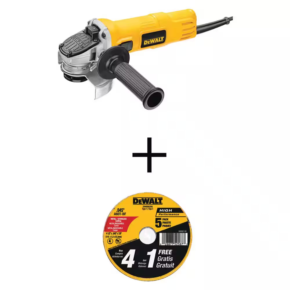 7 Amp 4.5 In. Small Angle Grinder with 1-Touch Guard and 4.5 In. X 0.045 In. X 7