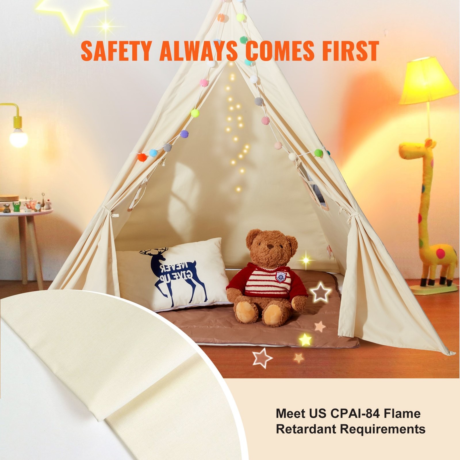 Kids Play Tent Teepee Tent for Kids 1-5 Years Old Tent for Kids Windows fo