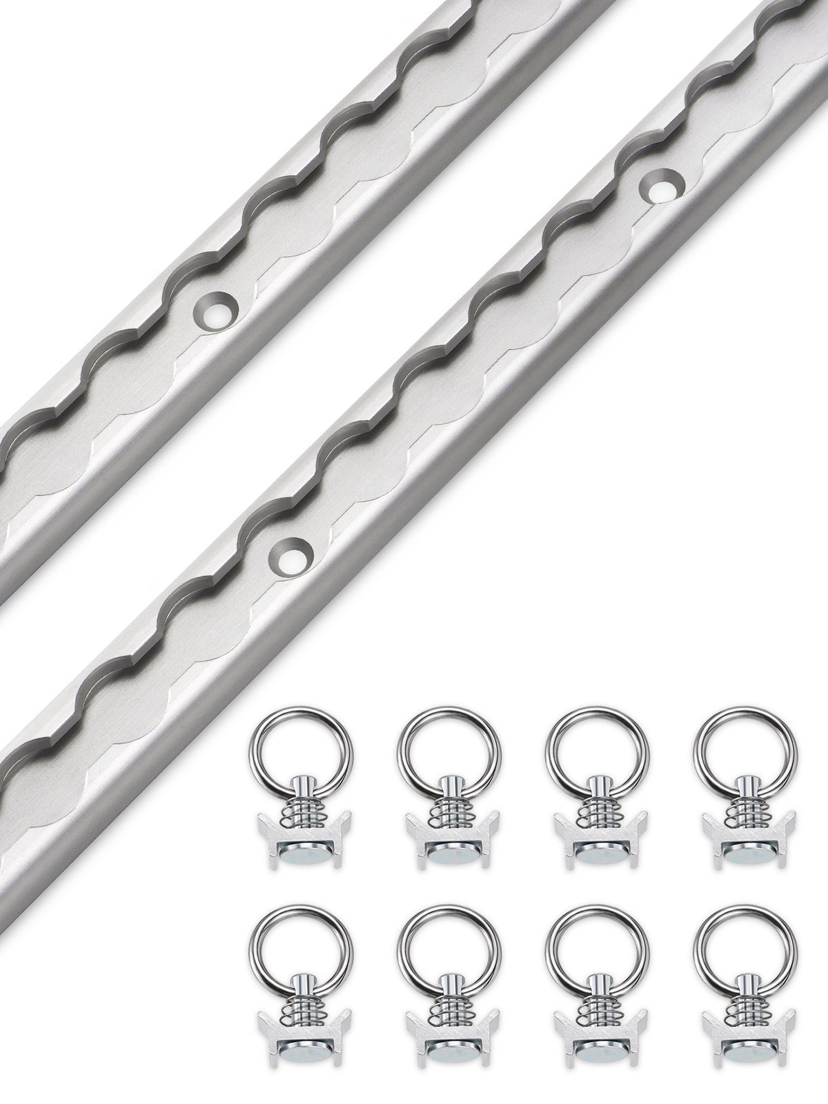 2Pcs 4Ft L Track Rail with 8Pcs Single Stud Fittings, Aluminum L Track Tie down